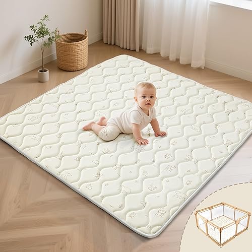 Fortella Alfombra de Juego para Bebé para Corralito y Suelo, 47"x47" Alfombrillas de Juego Plegables de Espuma Acolchada para Bebés, Niños Pequeños