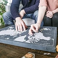 Vista 8 de Conquest Maps Mapa de Viaje Mundial con Alfileres Estilo Pizarra Moderno Mapa de Viaje Push Pin Tablero de Corcho, Rastrea Tus Viajes con un Mapa