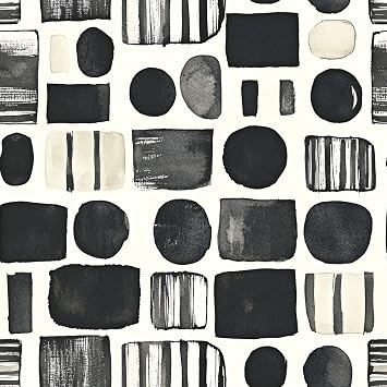 Black and White Wallpaper Peel and Stick, Modern Geometric Wallpaper