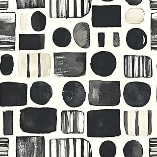 Modern Geometric Peel and Stick Wallpaper, Black and White Wallpaper, Se...