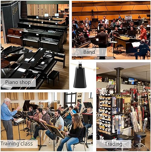 Miniatura 7 de Acrux7 Campana de vaca grande de 7 pulgadas, cencerro de metal con mango y palo, cencerro de música de percusión manual para eventos deportivos,