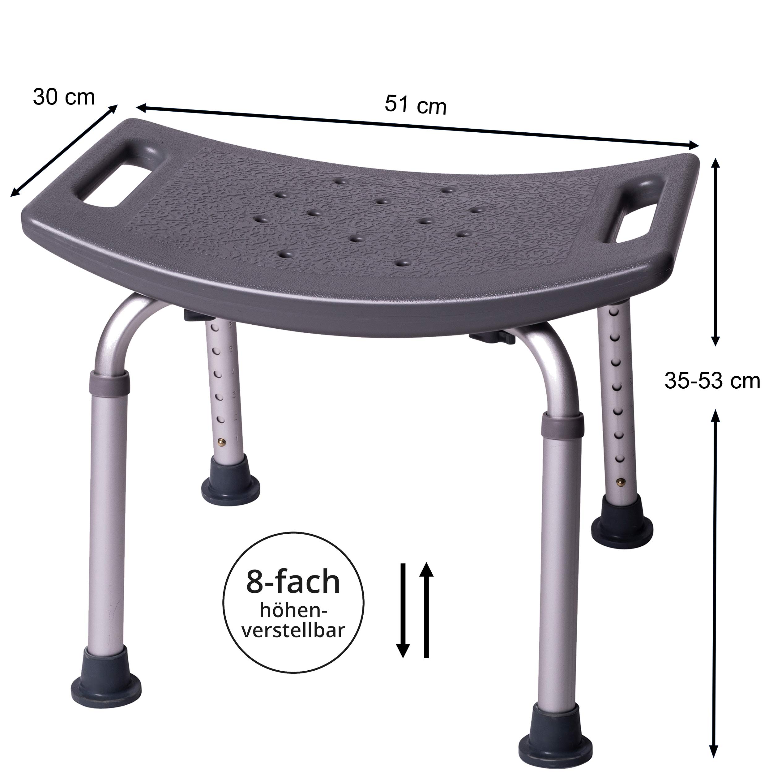 ONVAYA Taburete de baño 150 kg gris | Taburete de ducha | Asiento de ducha | silla de ducha