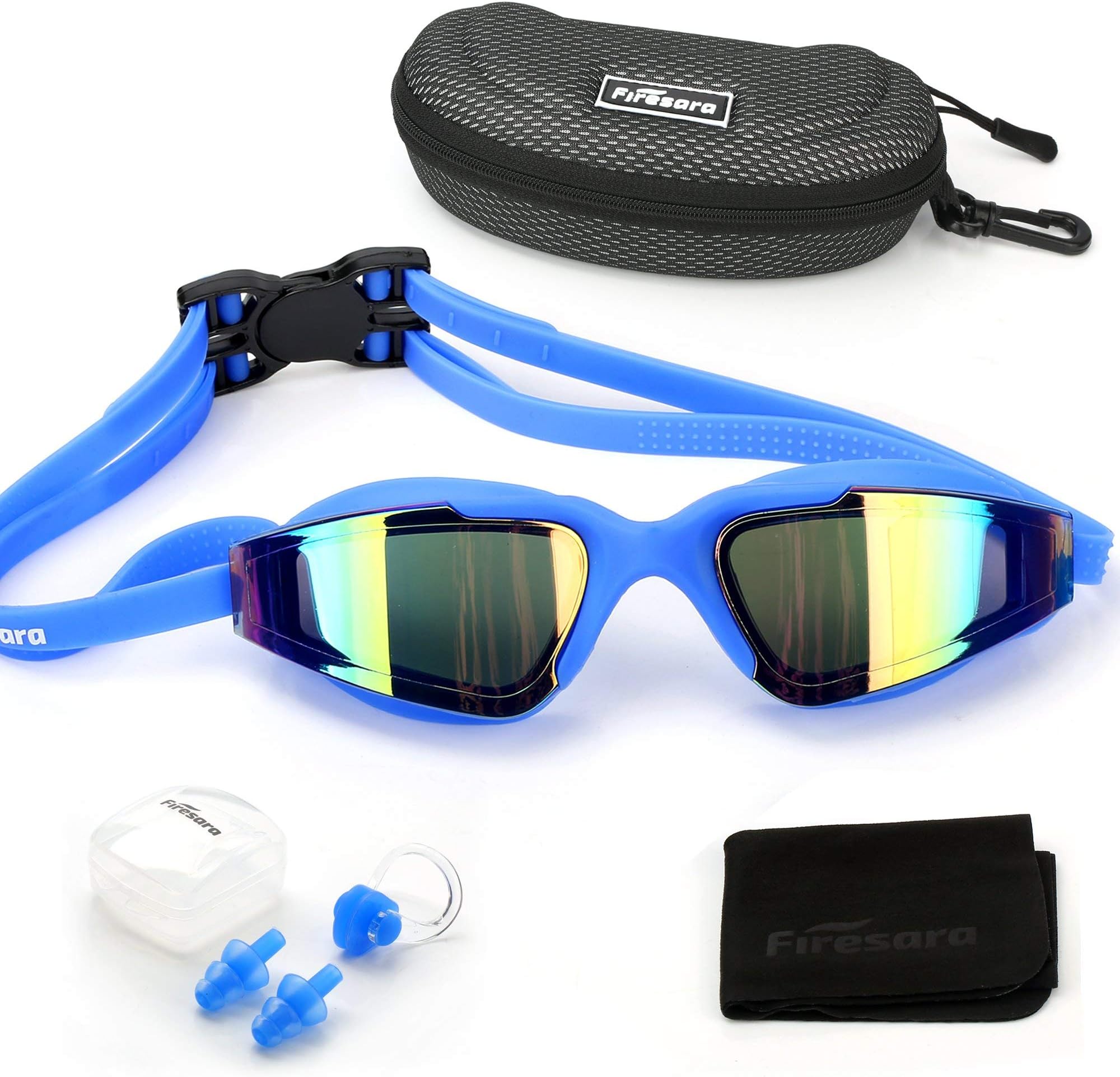 Firesara Swim Goggles, No Leaking Large Frame Wide View Pool for Women Men