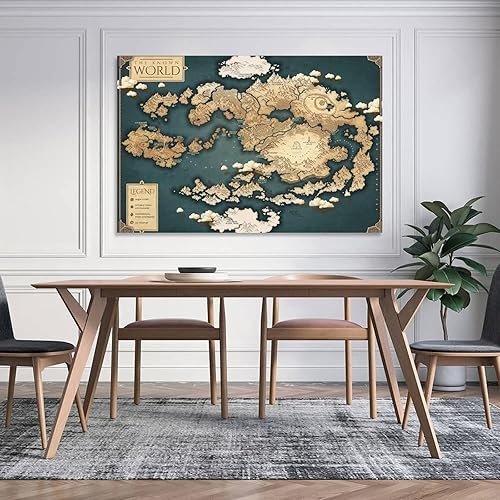 Miniatura 4 de DOJANA Póster retro de mapa del mundo de Avatar decorativo en lienzo para pared, póster para sala de estar, dormitorio, 12 x 18 pulgadas (11.8 x