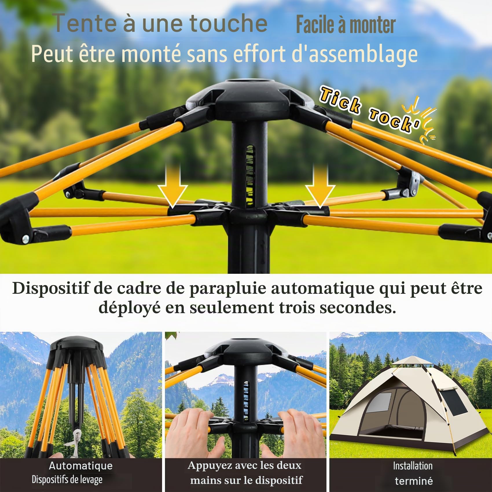 Tente de Camping Automatique et Légère - Douche, Protection UV, pour 1 à 2 Personnes - Parfaite pour la Plage, l'Extérieur, les Voyages, la Randonnée, la Chasse, la Pêche