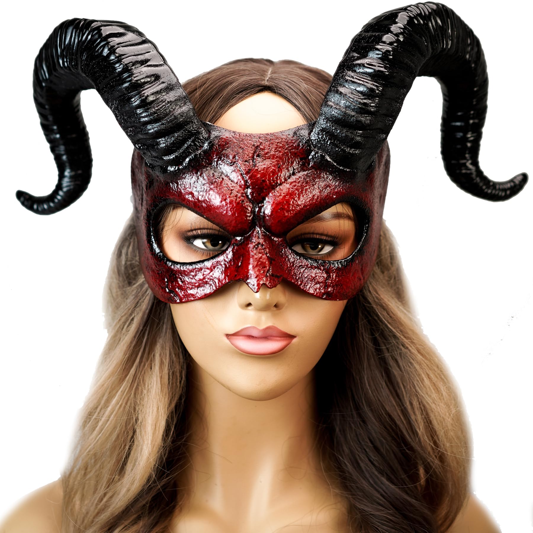 Mascarilla De Látex De Cuerno De Lucifer Para Adultos, Disfraz De Película De Demonio Aterrador, Diablo, Cosplay, Accesorios De Fiesta / Accesorios De Cosplay