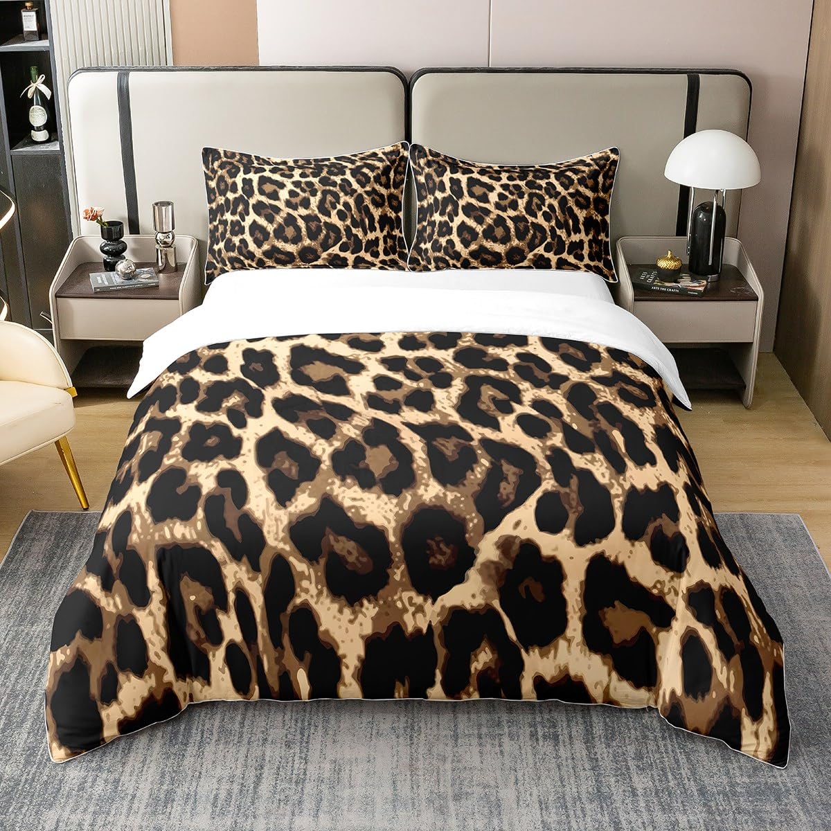 Housse de couette léopard 135x200 en coton pour chambre enfant sauvage