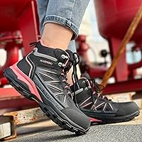 Vista 3 de JIASHIBO Botas de trabajo con punta de acero para mujer, calzado protector multifuncional, antideslizante, resistente a pinchazos, absorción