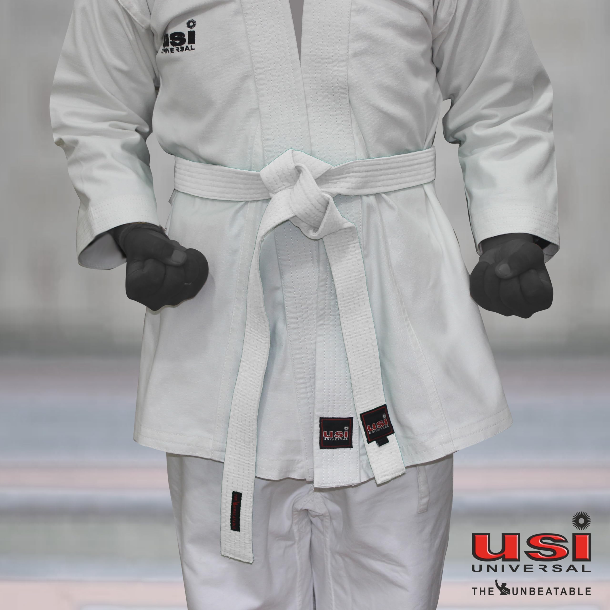 USI UNIVERSAL THE UNBEATABLE Cintura da karate, 417BC (280 cm, bianca), per Taekwondo, arti marziali, judo, karate, TKD, Aikido, cintura professionale per taekwondo, nastri professionali