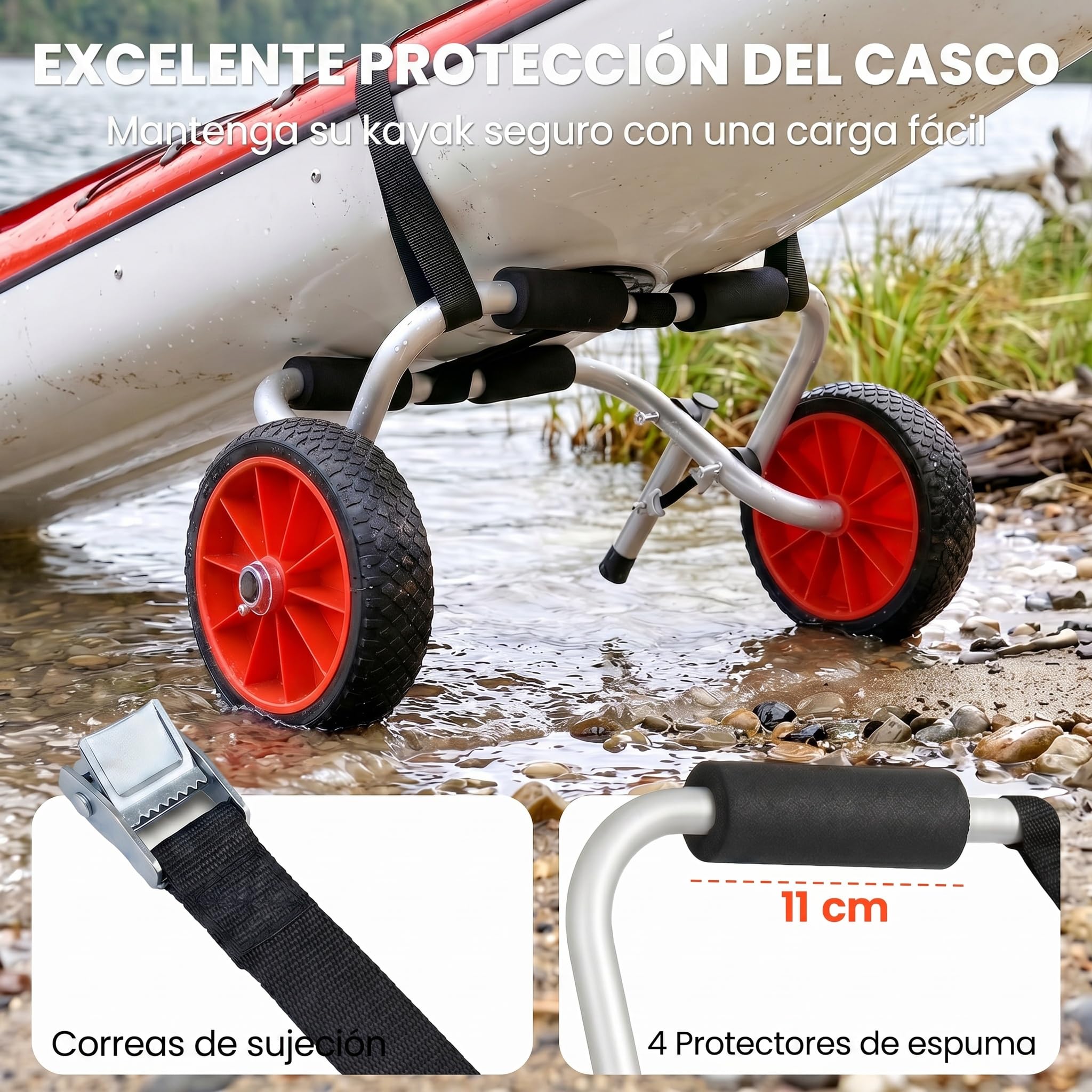 HOMCOM Plegable Carro de Transporte Kayak Carrier 70kg Aluminio 62x35x30 cm