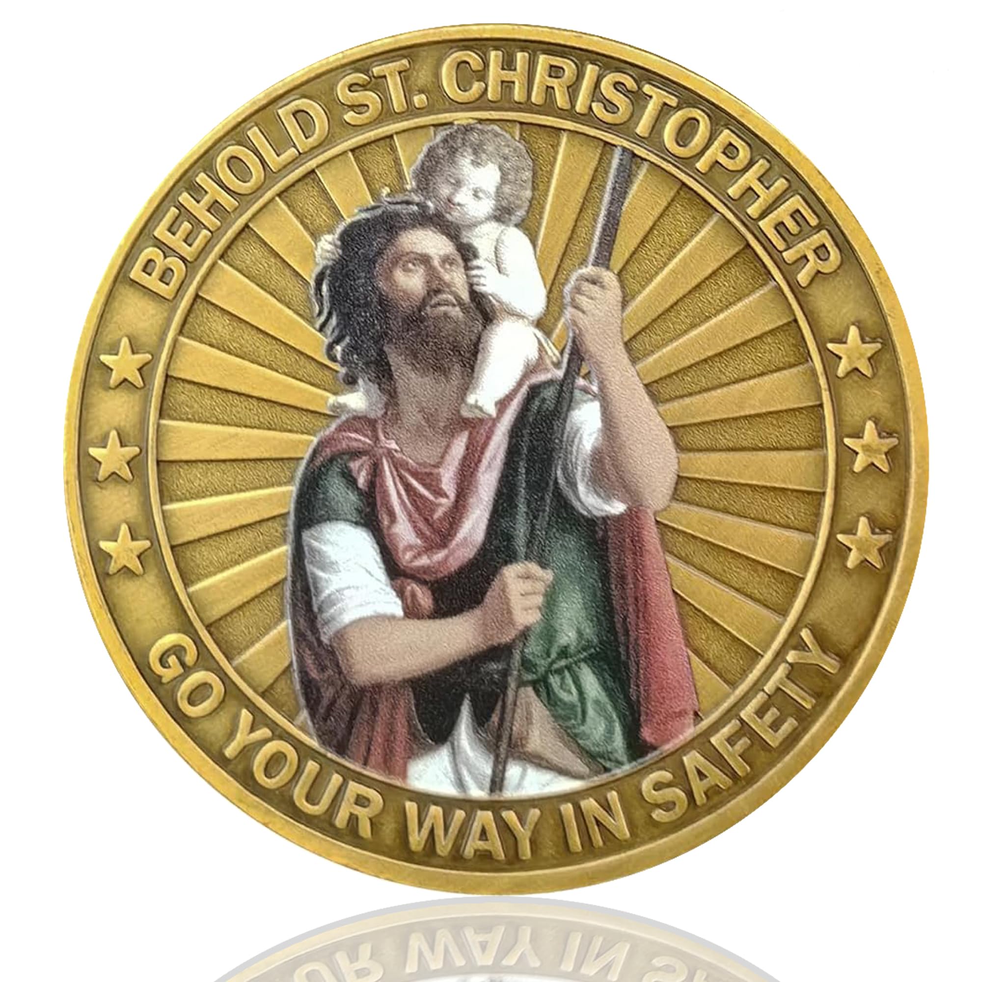 St. Christopher Protect US Patron Saint of Travelers Christian Challenge Coin Drivers Protection Gift for Husband
