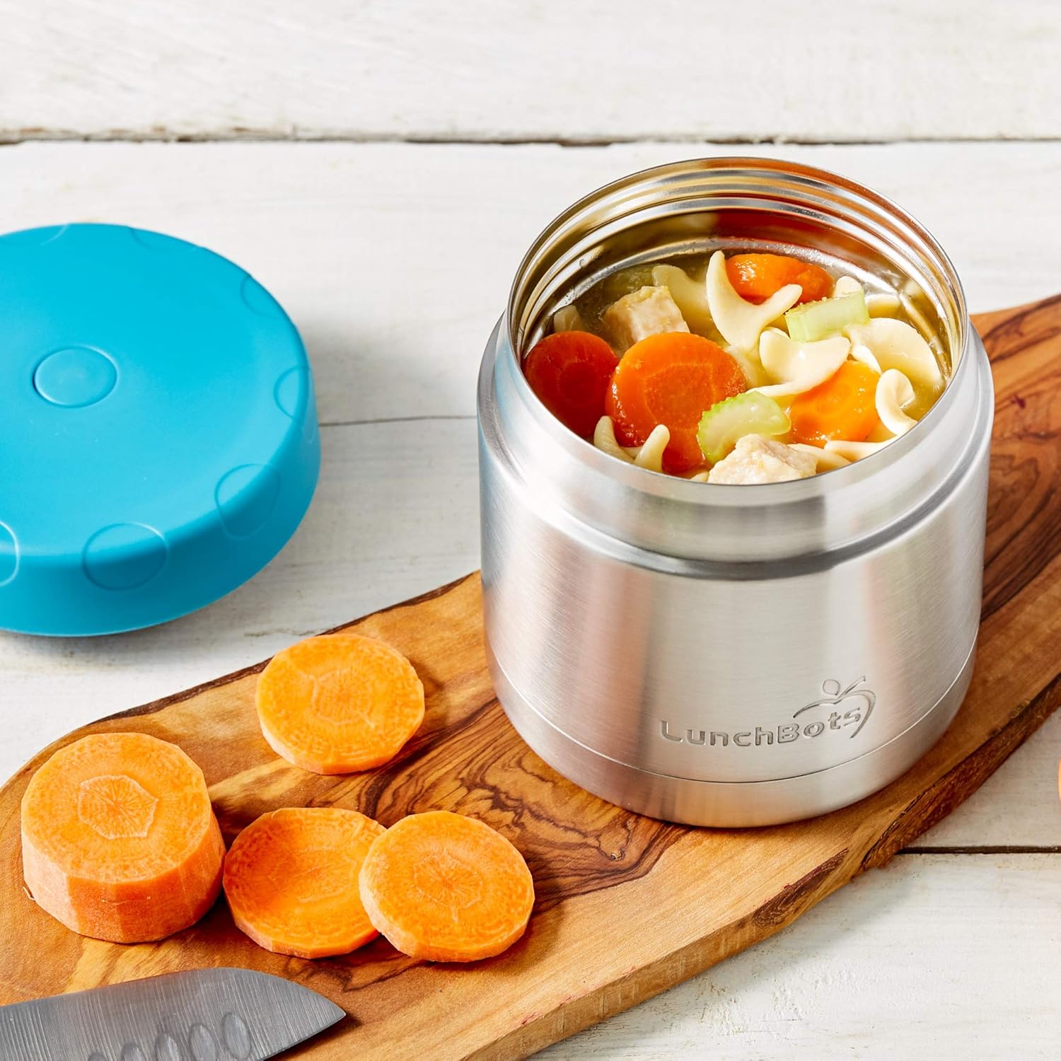 LunchBots 16oz thermos Stainless Steel Wide Mouth - Insulated thermos With Vented Lid - Keeps Food Hot or Cold for Hours - Leak-Proof Portable Thermal Food Jar is Ideal for Soup - 16 ounce - Aqua - Image 9