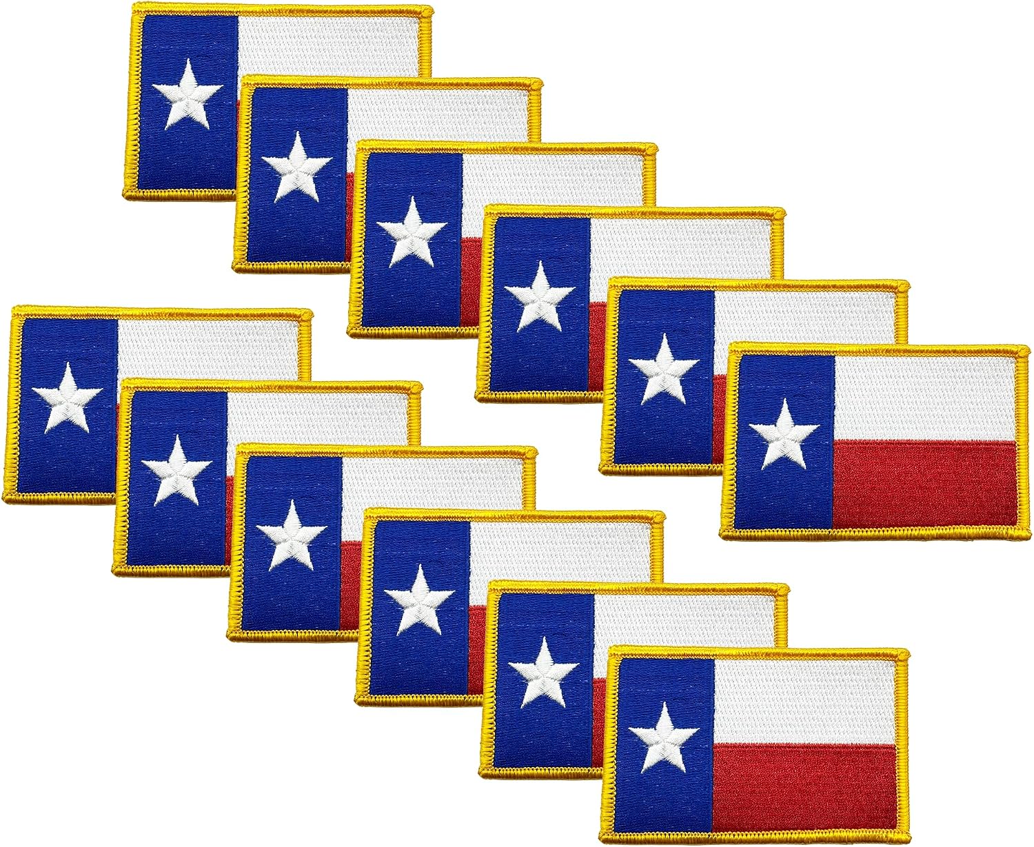 Texas Flag Iron-On Patch – 2-1/4" x 3-1/2" (5.7cm x 8.9cm) – Heat Seal Applique – 12 Pieces – Embroidered Texas State Flag Patches for Clothing, Hats, Backpacks & DIY Crafts