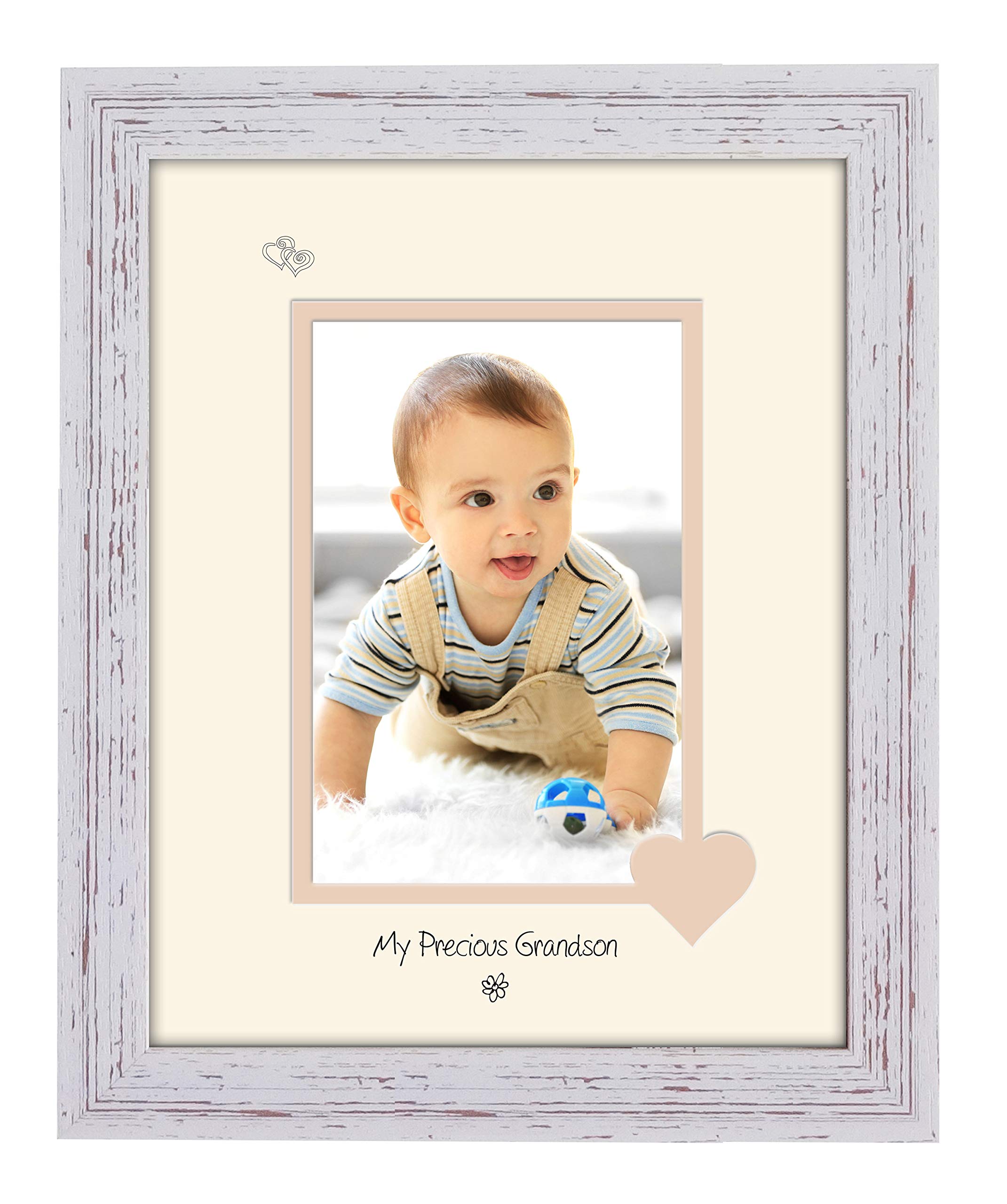 Photos In A Word Shabby Chic Frame Cream Mount Beige Inside My Precious Grandson Photo Frame Portrait Double Mounted Quality Gift 1031F (Shabby Chic Frame Cream Mount Beige Inside)