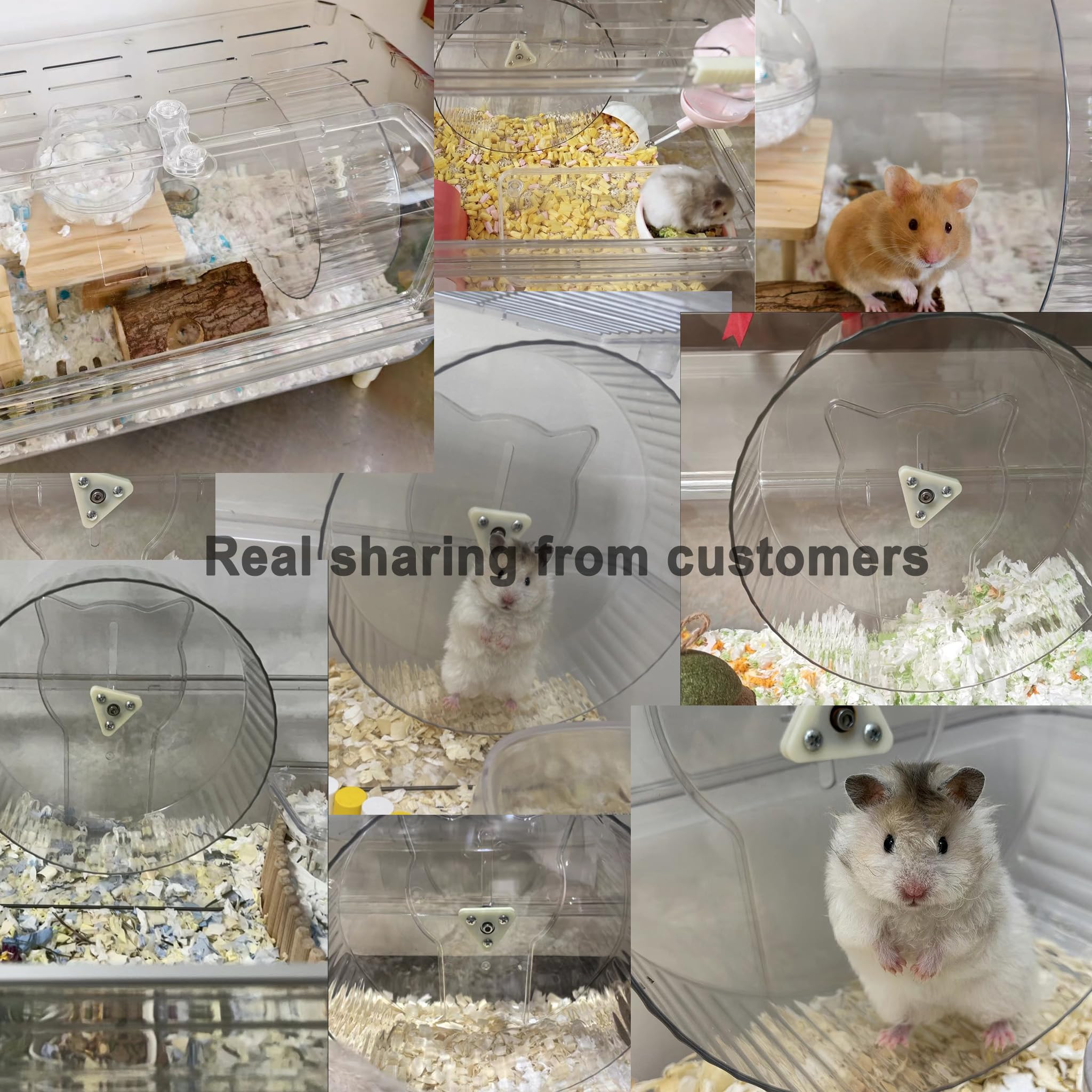 Roue silencieuse pour hamster 20,6 cm, roue de course silencieuse avec support réglable et rail antidérapant – Accessoire idéal pour cage de petits animaux pour hamsters gerbilles souris