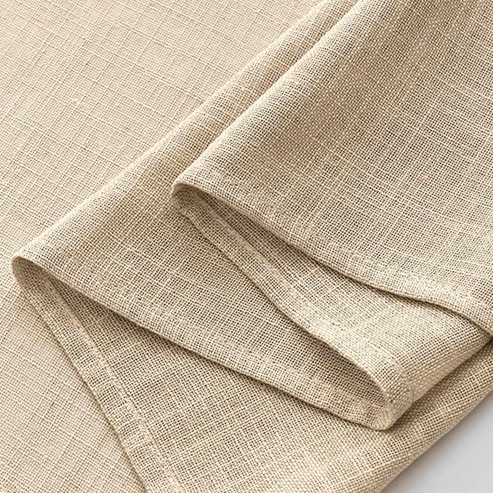 EMEMA Gordijnen, linnen, gordijn met oogjes, voile, linnenlook, modern, semi -transparant, voor woonkamer, decoratief, kinderkamer, lusgordijn, keukengordijnen, set van 2, 140 x 160 cm (b x h), groen