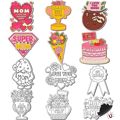 36 PCS Mother's Day Magnets Craft Set,Color Your Own Mothers