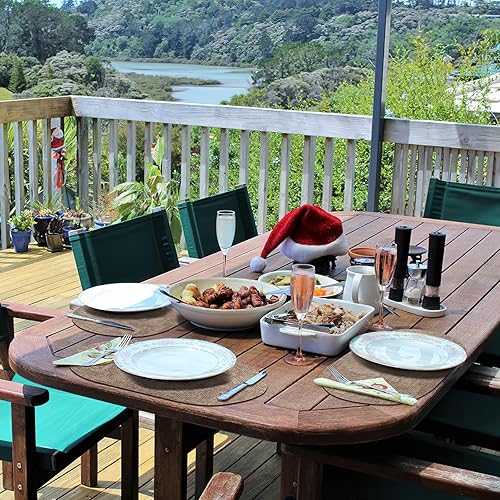 Miniatura 7 de Juego de 8 manteles individuales antideslizantes, resistentes al calor, ovalados, de piel sintética, de doble capa, impermeables, fáciles de