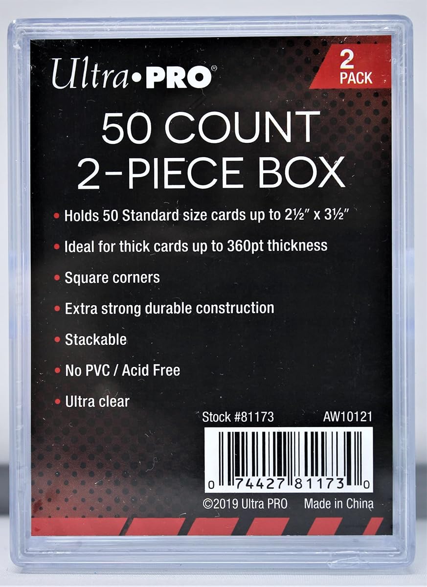 2-Piece Clear Card Storage Box | Holds 50 Standard Cards | 2 boxes per pack | 5-Pack Total