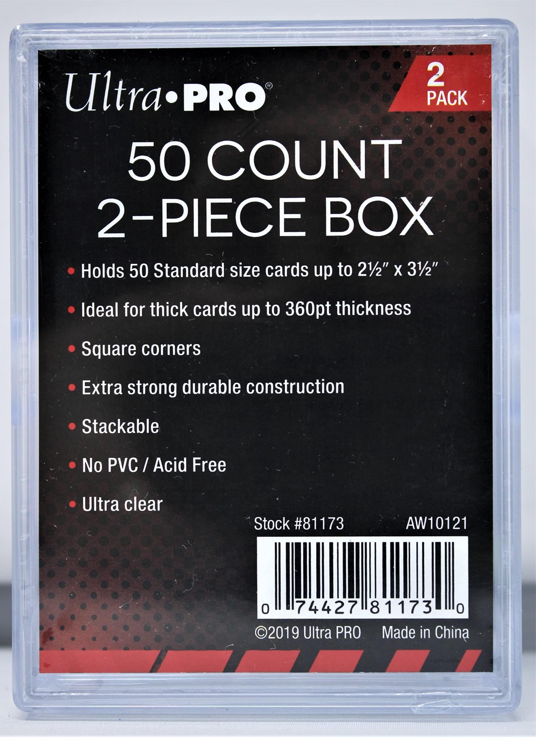 Ultra Pro 2-Piece Clear Card Storage Box | Holds 50 Standard Cards | 2 boxes per pack | 5-Pack Total