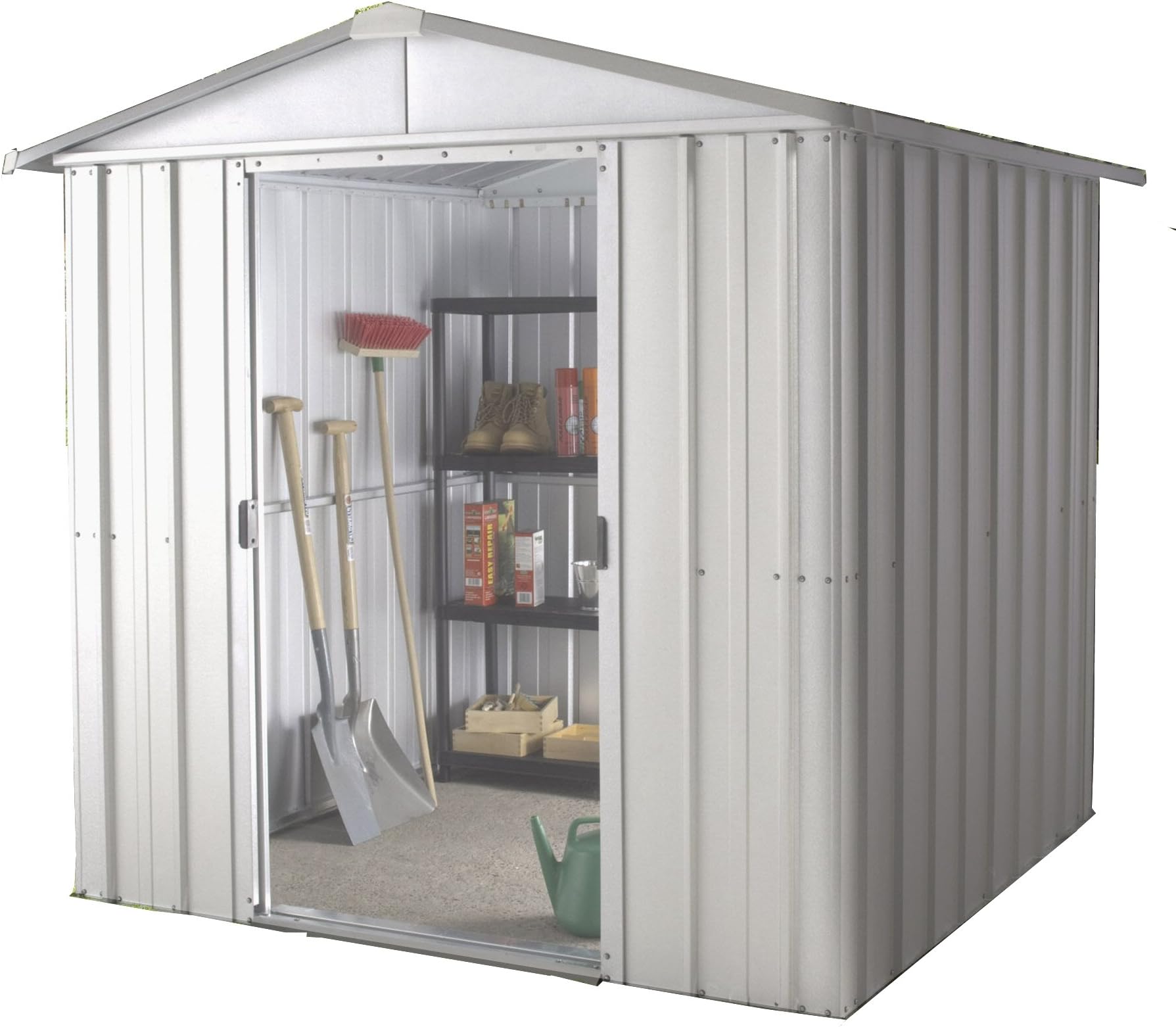 Yardmaster6 x 8 ft Store-All Apex Roofed Metal Shed - Silver