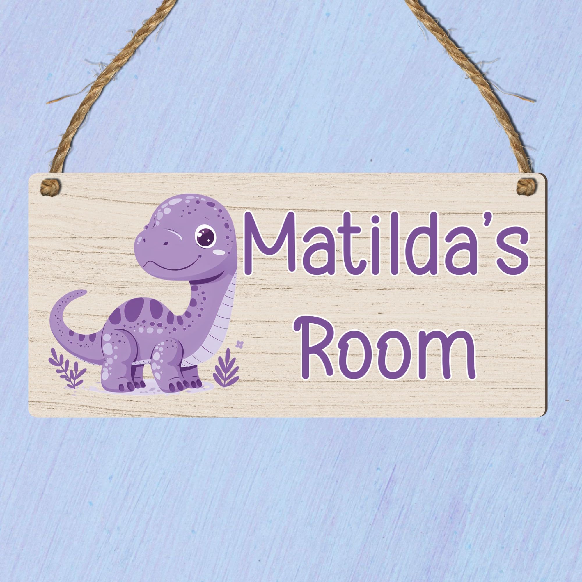 Personalised Cute Dinosaur Plaque Rectangle Sign for Kids Bedroom Decor MDF Wood Birthday Christmas Thoughtful Keepsake Present