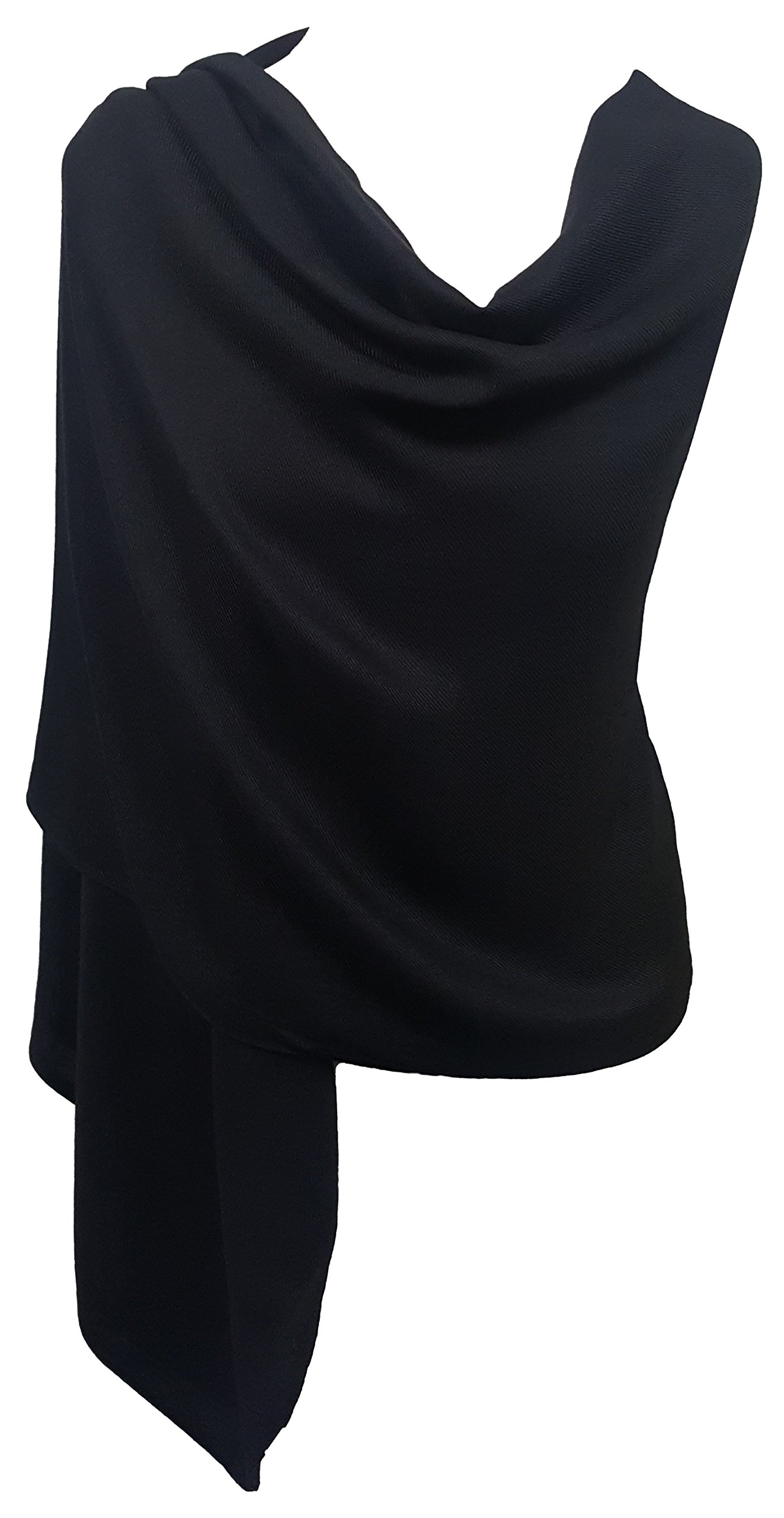 World of Shawls Pashmina To Go Unisex Plain Pashmina Scarf Shawl Stole Wrap (Black)