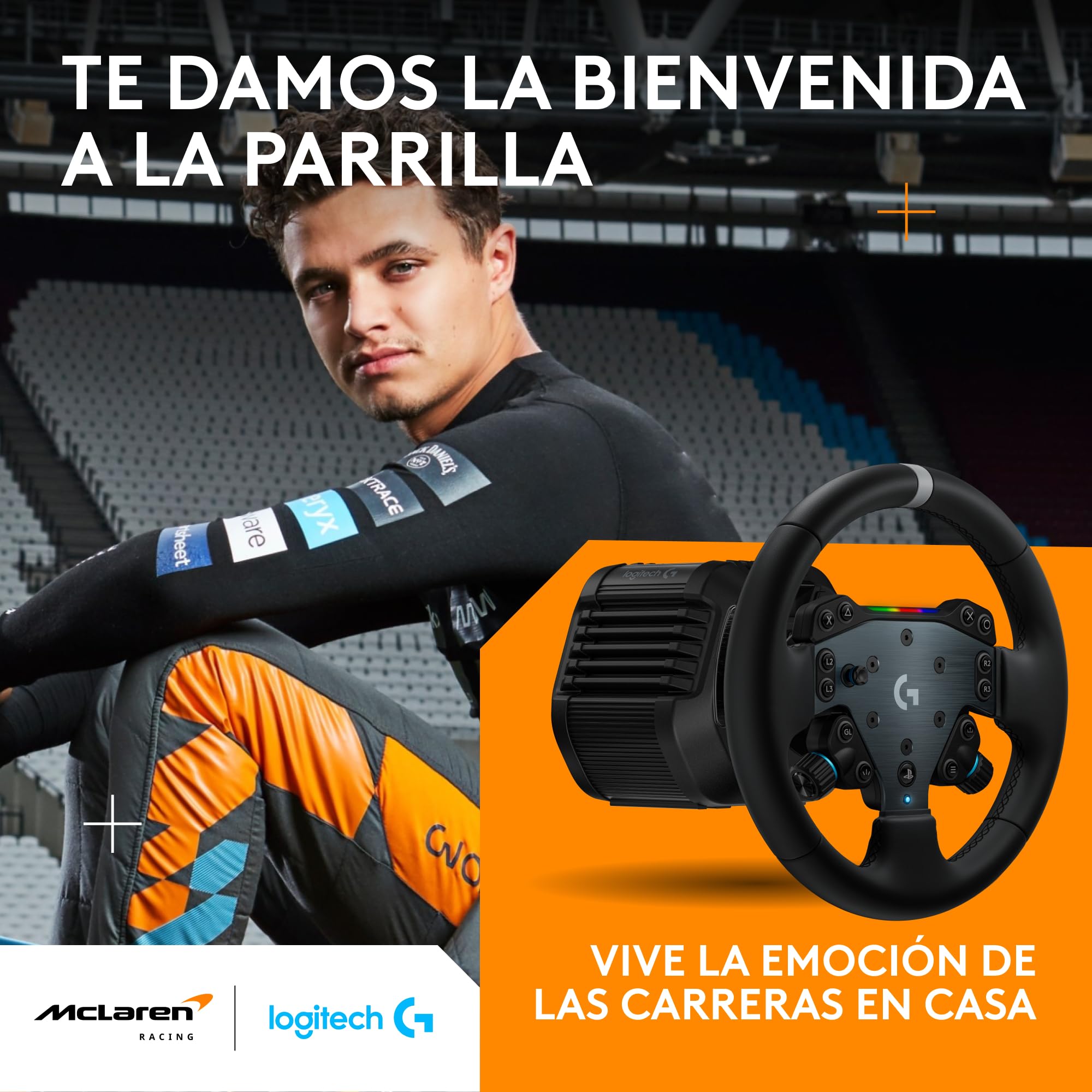 Logitech G RS50 System, setup de volante de simulación de 3 piezas | Base de volante RS50 con accionamiento directo de 8 N⋅m, RS Wheel Hub con 13 botones y RS Track Wheel - PS5/PS4/PC - Negro