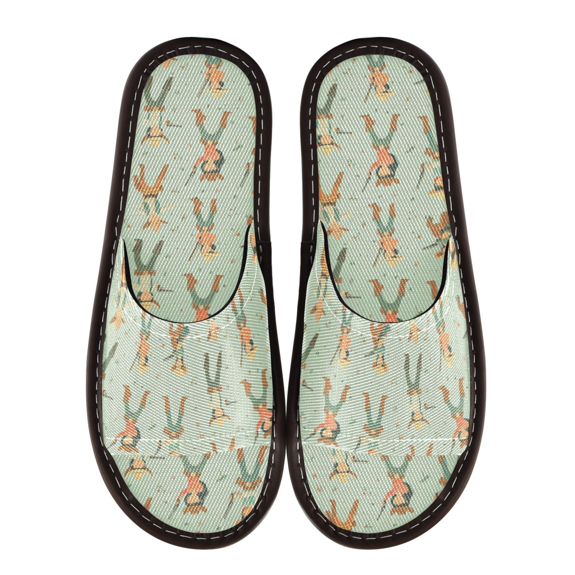 KLL Spa Shower Slippers Indoor Reusable Lightweight Dorm Home Slides for Party Travel Guests 9-10 Western Cowboy Cowgirl