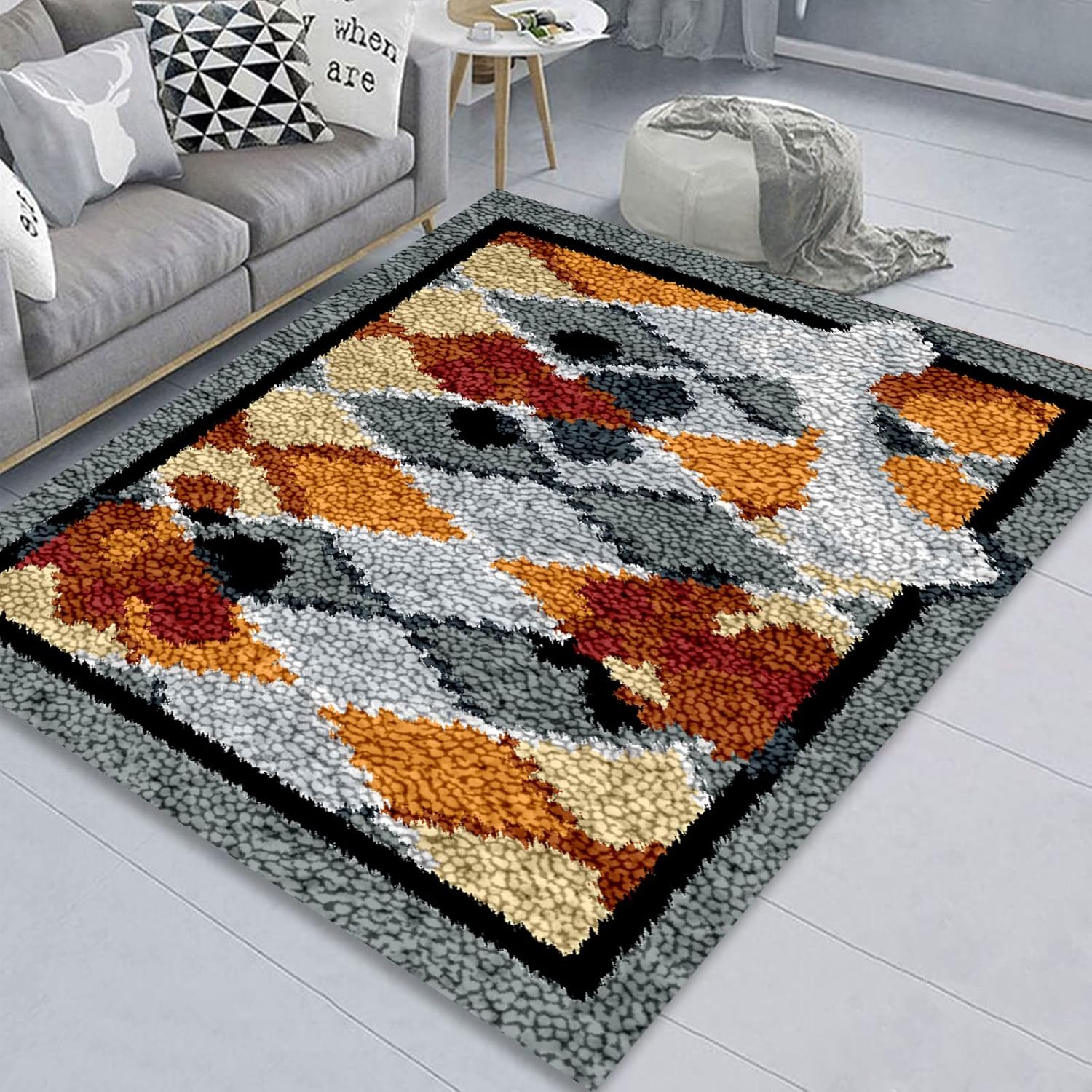 ZIVER DIY Latch Hook Rug Kit,Unfinished Rug Making Kits For Adults Kids