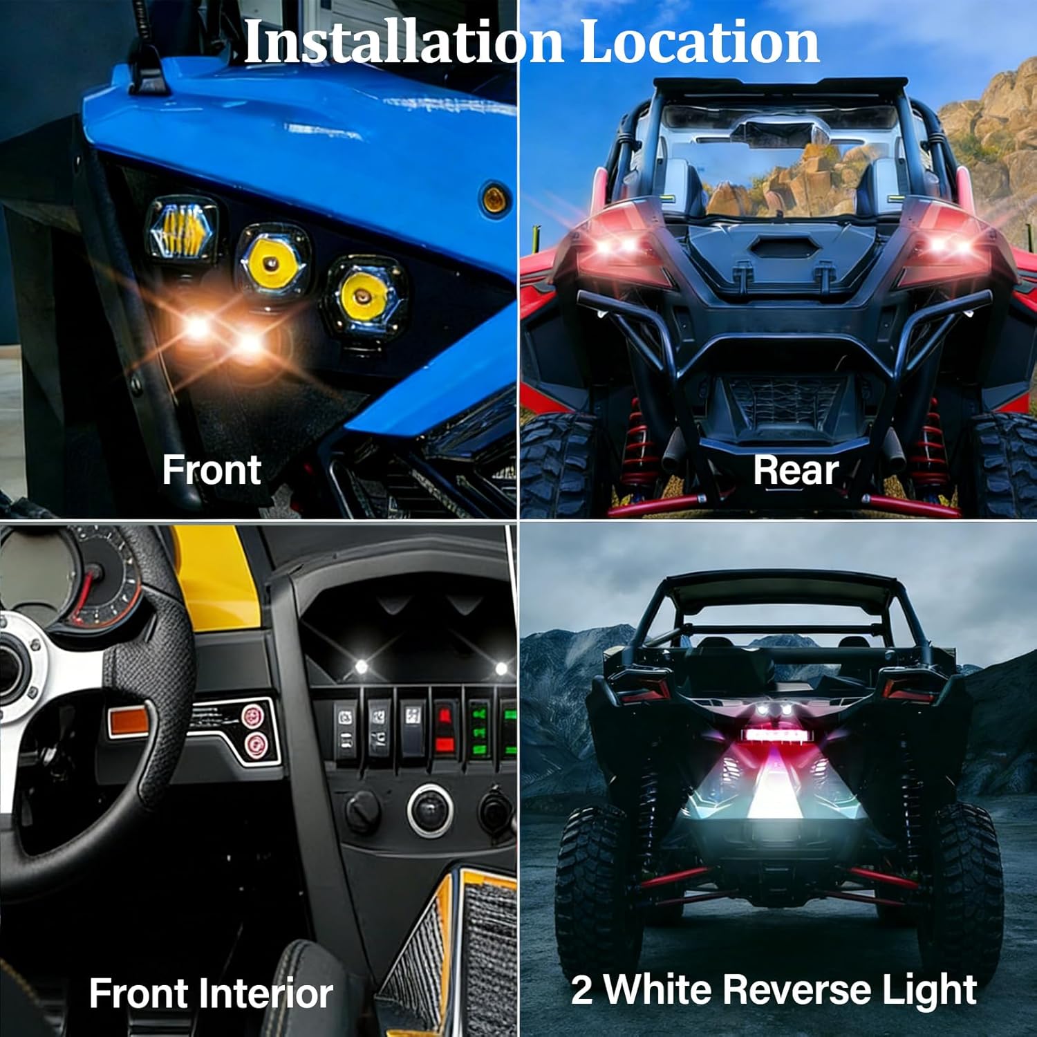 Universal ATV UTV Turn Signal Kit Street Legal,Horn Reverse Hazard Turn Light Rocker Switch,Plug and Play Side by Side Blinker Kit,Compatible With Polaris Can-Am Golf Cart Kawasaki, Pionee