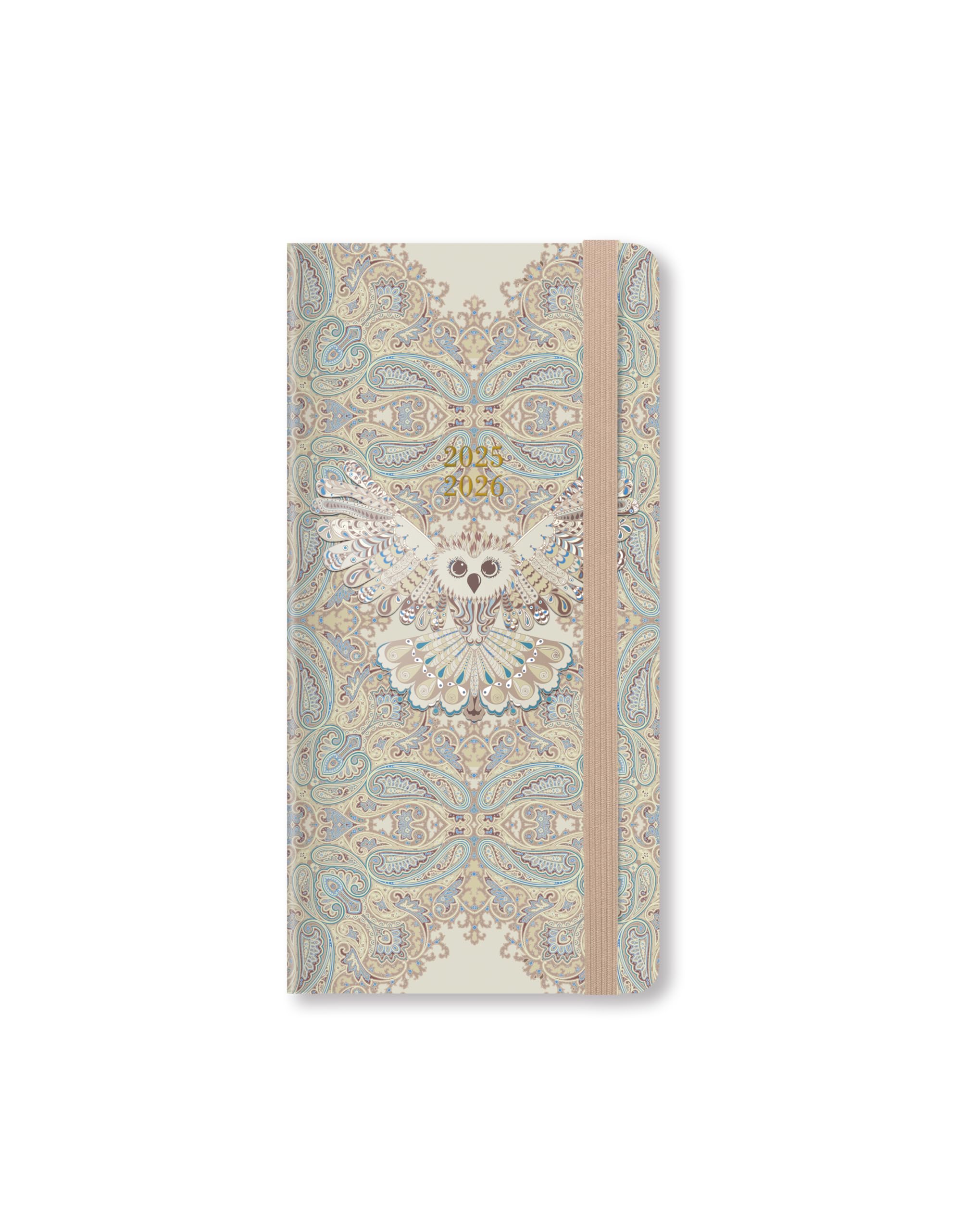 Letts of London Paisley Slim academic 2025/2026 week to view diary - Owl 26-031143