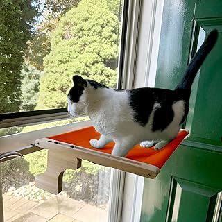 HuiPoLii Cat Window Perch,Cat Window Hammock,Cat Perch,Window Cat Perch,Cat Window Seat,Cat Window Bed(Orange)