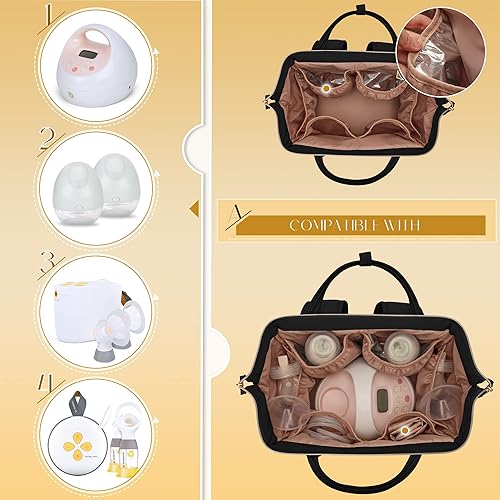 Miniatura 2 de Fasrom Mochila para extractor de leche con enfriador compatible con bombas Spectra S1, S2 y Medela, bolsa de bombeo portátil con alfombrilla