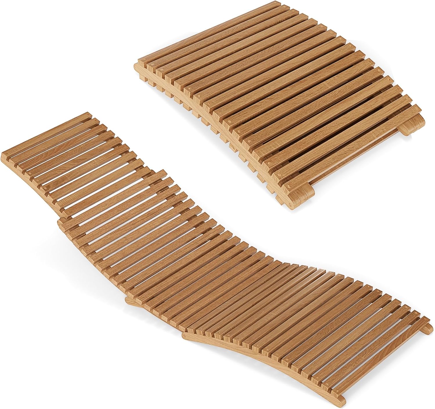 Tangkula Patio Folding Wooden Lounge Chair, Teak Wood Pool Chair with Slatted Seat, Outdoor Portable Low-Profile Sun Lounger for Poolside, Backyard, Porch, Beach (1)