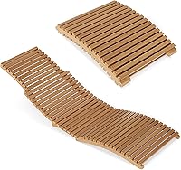 Vista 1 de Tangkula Sillón plegable de madera para patio, silla de piscina de madera de teca con asiento de listones, tumbona portátil de bajo perfil