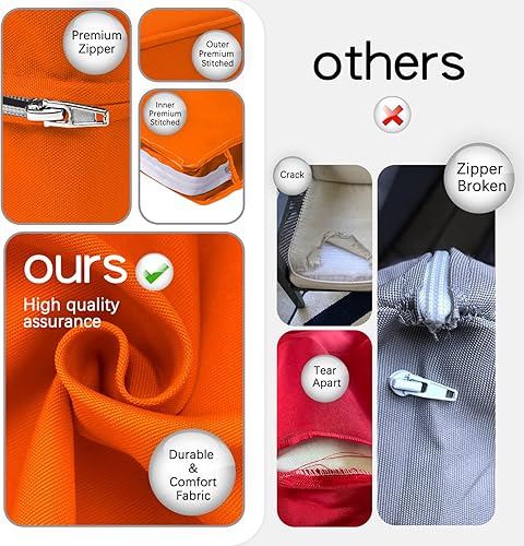 Miniatura 4 de Paquete de 4 fundas de repuesto para cojín de patio al aire libre, poliéster teñido con hilo resistente, resistente al agua y anti-UV, 22 pulgadas