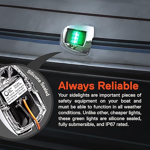 Miniatura 2 de TRUE MODS - Luz de navegación marina LED lateral de estribor verde IP67 impermeable aprobado por USCG resistente a la corrosión 1 milla náutica de