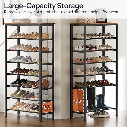 Miniatura 3 de Zapatero alto de 8 niveles, organizador de almacenamiento de zapatos de gran capacidad, estante de zapatos independiente para armario, organizador