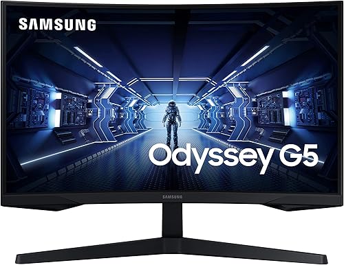 SAMSUNG - Odyssey G5 Series - Monitor de juegos WQHD de 27 pulgadas (2560 x 1440), 144Hz, curvado, 1ms, HDMI, puerto de pantalla, FreeSync Premium