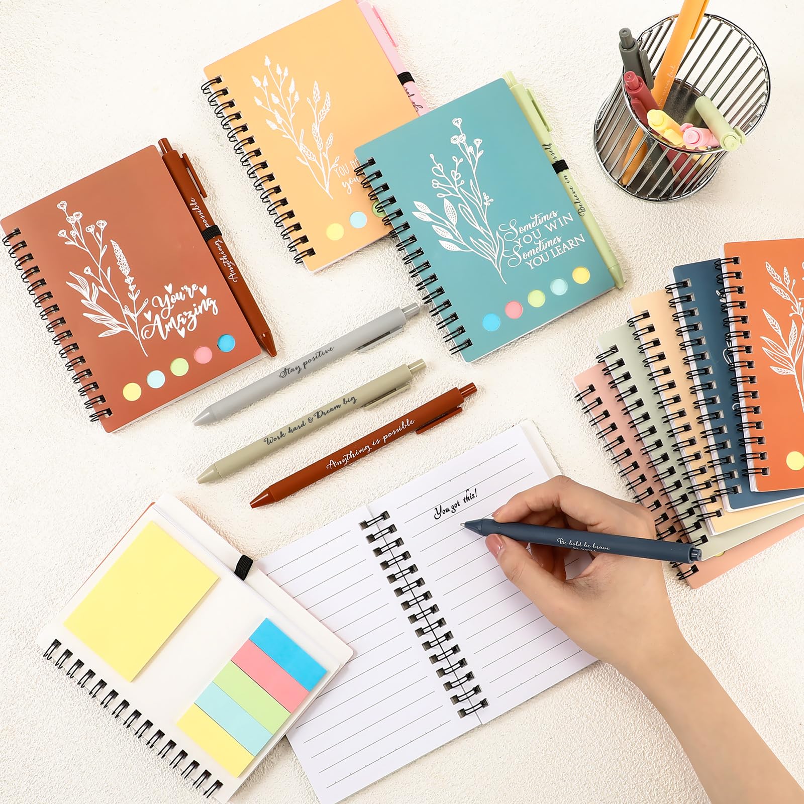 Tenceur Lot de 20 carnets de notes esthétiques pour la rentrée scolaire, cadeaux d'appréciation pour enseignants, étudiants, employés, collègues, premier jour d'école (couleurs vives)