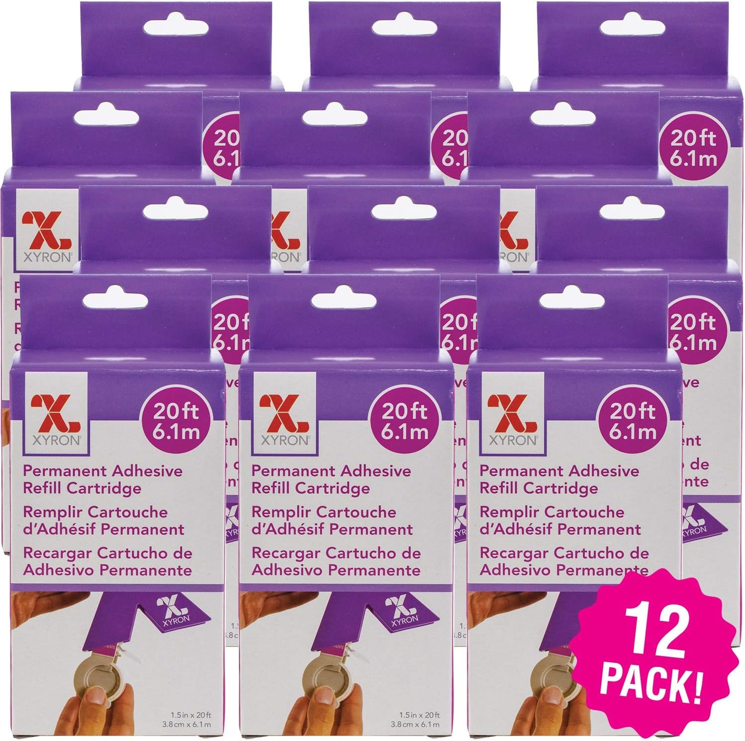 150 Refill Cartridge 12/Pkg, 1.5"X20' Permanent 12 Pack