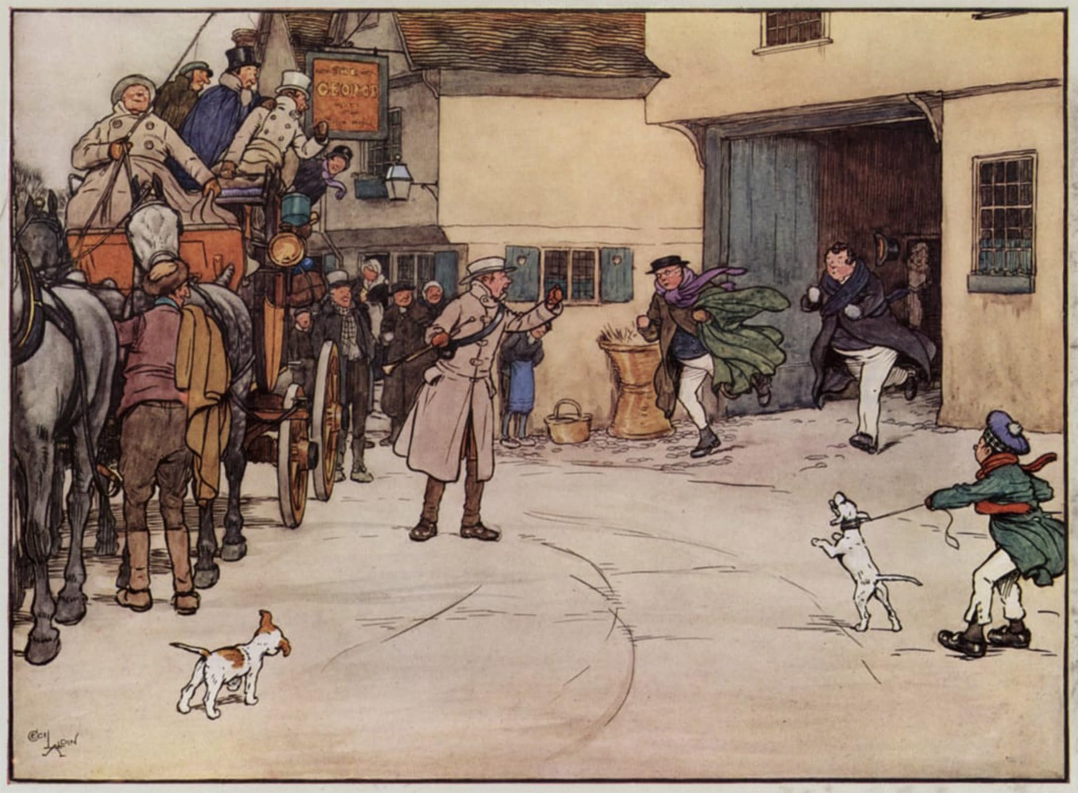 SERENDIPITP Vintage Wall Art Canvas Nordic Poster Canvas Print Picture Illustration for the Pickwick by Cecil Charles Windsor Aldin Wall Art Poster for Home Decor 60x90cm