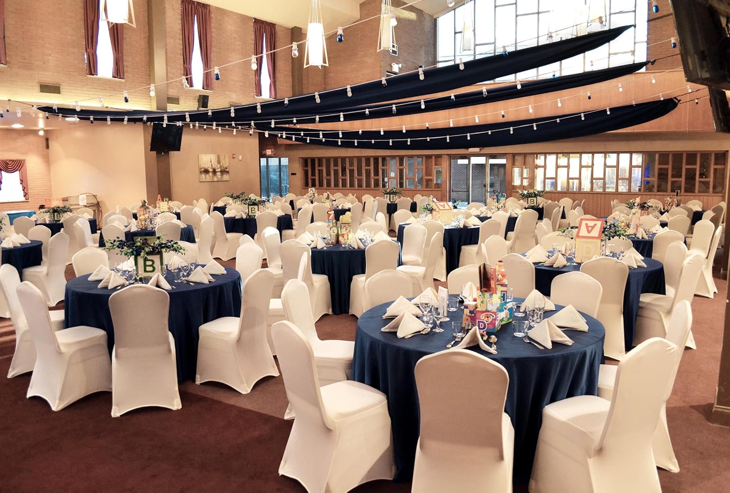 Fani 10 Pack 120 Inch Round Navy Blue Polyester Tablecloths, Wrinkle & Stain Resistant, Perfect for 8ft Round Table, Classic Style