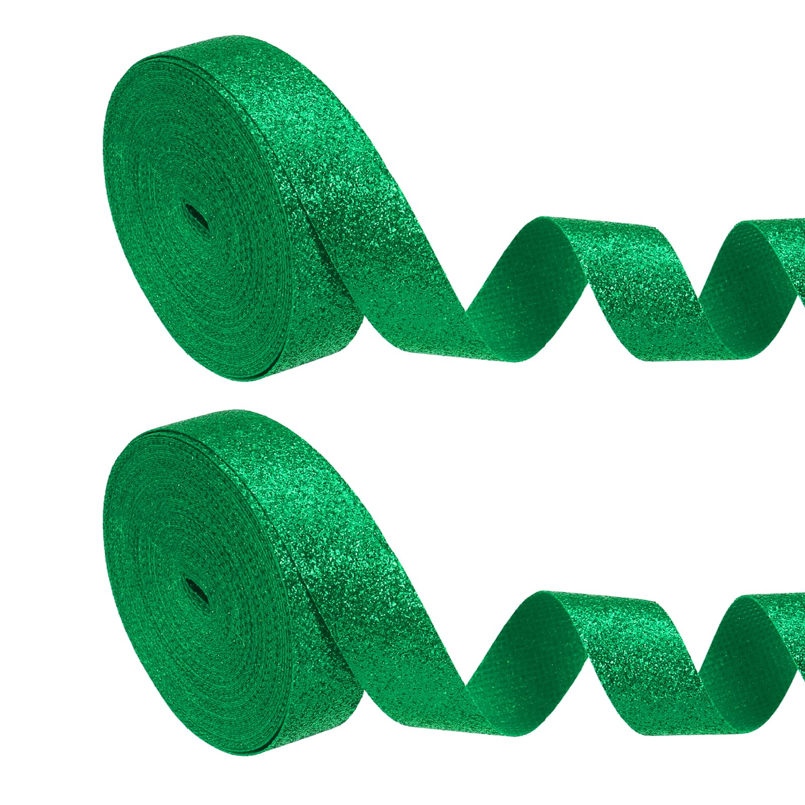 PATIKIL 2 Roll Sparkly Ribbon, 2cm x 9m Metallic Glitter Ribbon Gift Wrapping Fabric Rolls for DIY Crafts Gift Wrapping Holiday Wedding Birthday Party Home Decoration, Green