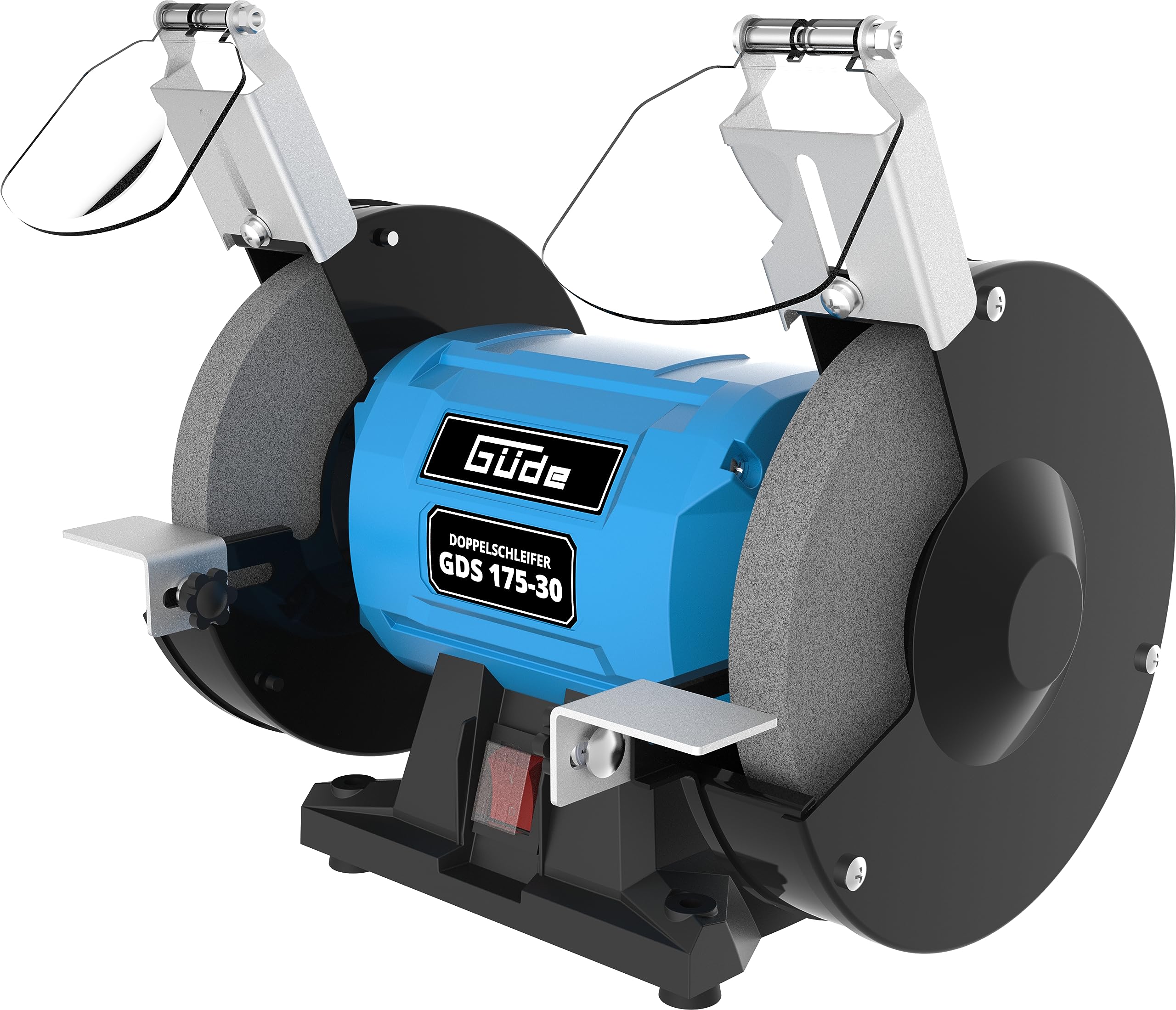 Güde Podwójna szlifierka GDS 175-30 (300 W, prędkość obrotowa silnika 2980 1/min, 2 x tarcze ochronne, ziarnistość: gruba i drobna tarcza szlifierska 36|60 K, osie szlifierskie z łożyskami kulkowymi)