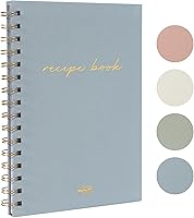 ZICOTO Linen Cover Blank Recipe Book - Aesthetic A5 Notebook for Custom Recipes, Family Cookbook Organizer with Templates