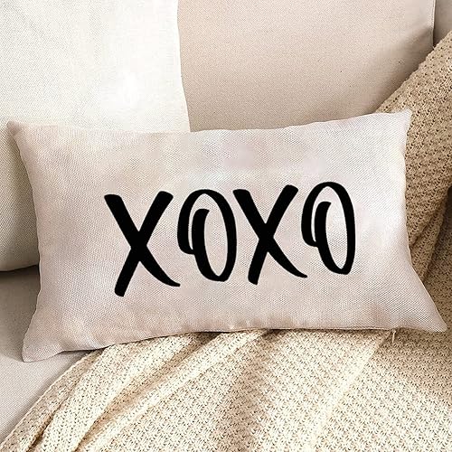 Miniatura 9 de Fundas de almohada decorativas de 12 x 20 pulgadas de algodón y lino con estampado de leopardo XOXO para el día de San Valentín para el sofá el día