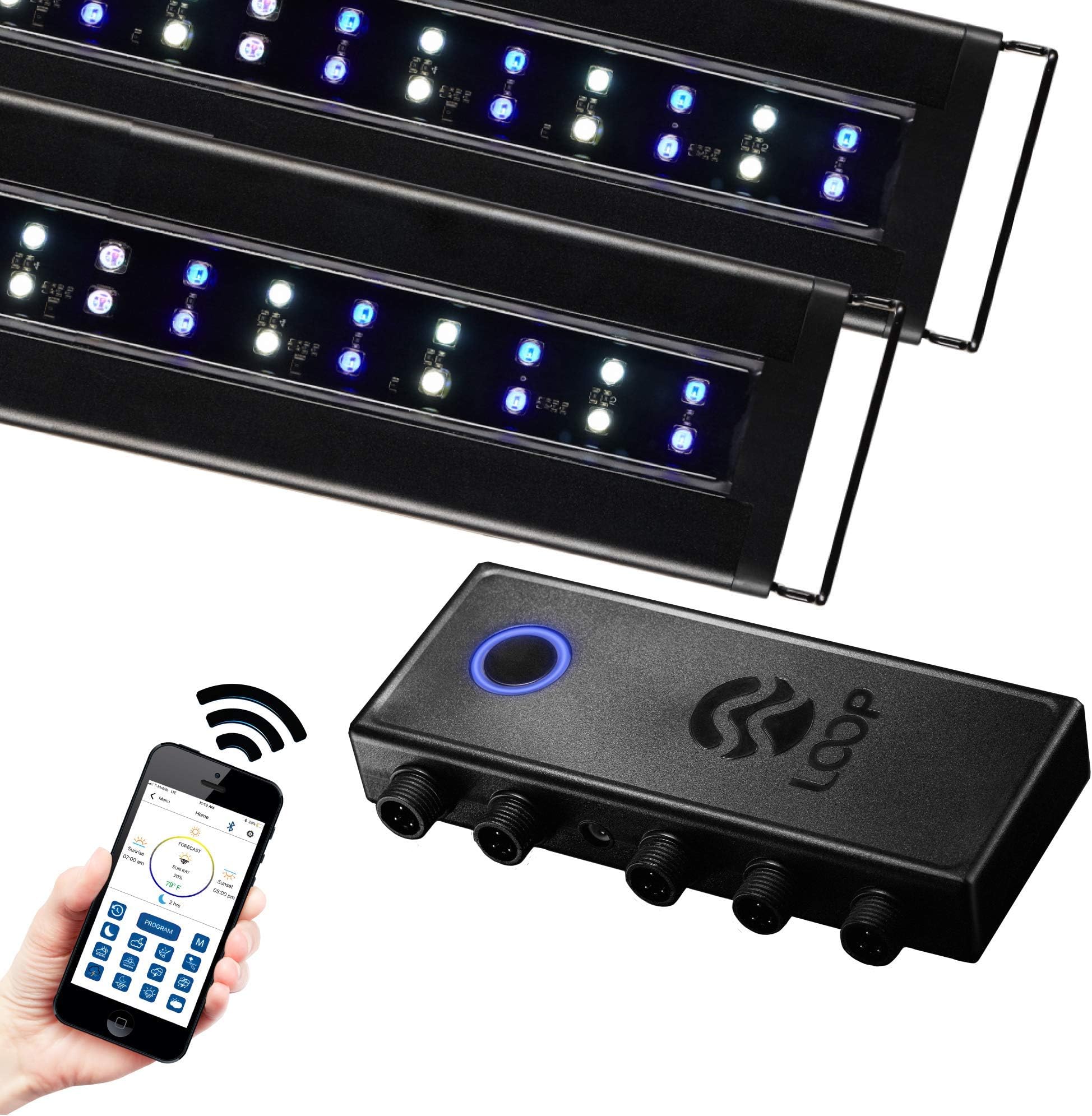 CURRENTUSA PRO Dual 48-60" Inch Orbit Marine IC Loop LED Saltwater Reef Marine Aquarium Light with Bluetooth App Control | Wireless Lighting & eFlux Wave Pump Control for Fish Tank (4337)