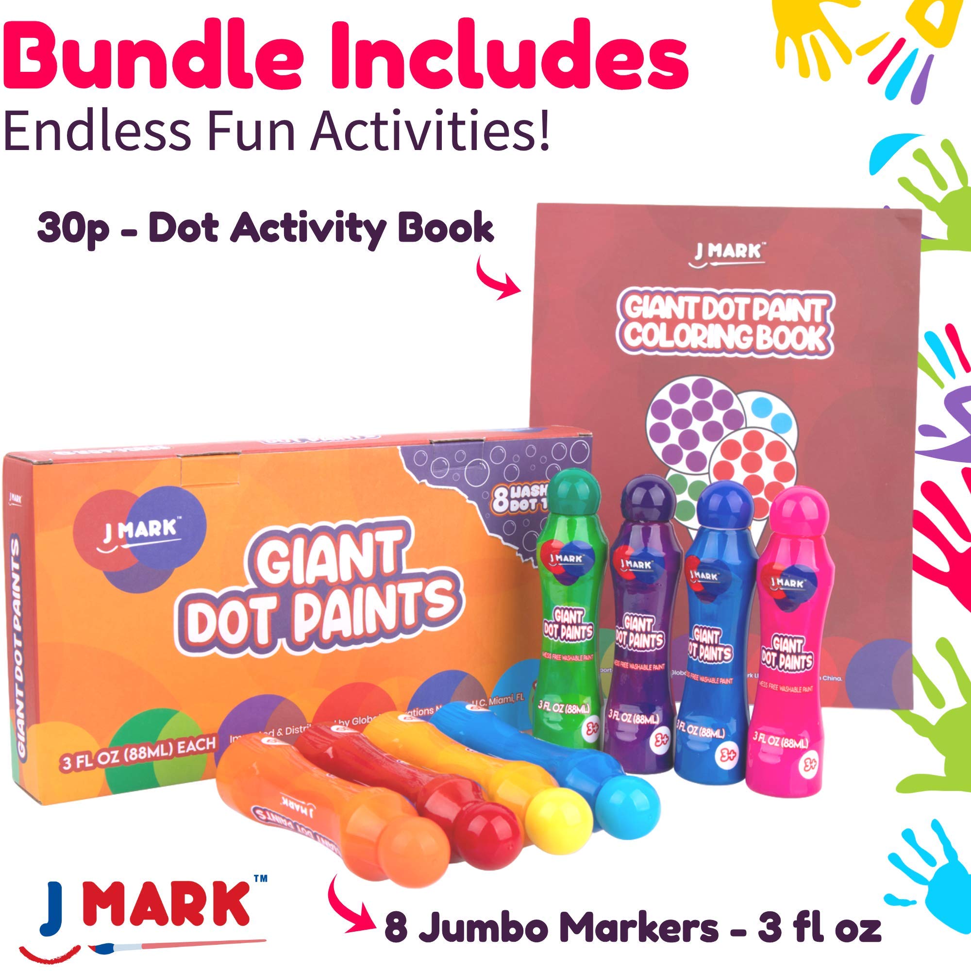 J MARK Jumbo Washable Dot Markers for Toddlers –Dabbers (3 Oz each